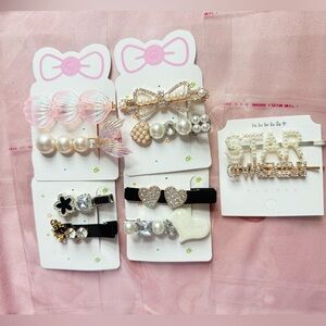 New 10 pieces bundle shiny sparkly pearl hair clips barrettes hair accessories 5